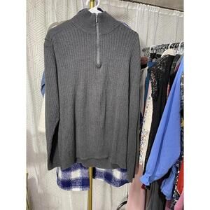 Calvin Klein Jeans Men's 1/4 Zip Mock Neck Sweater XL Grey Ribbed